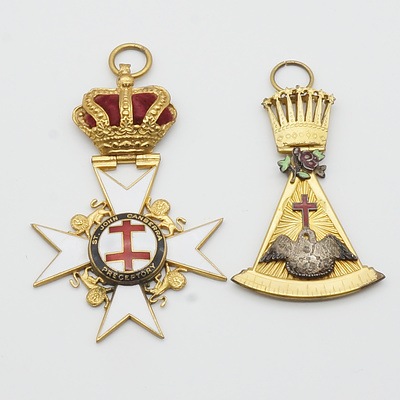 Masonic 18th Degree Rose Croix Jewel and a St John Canberra Preceptory Medal