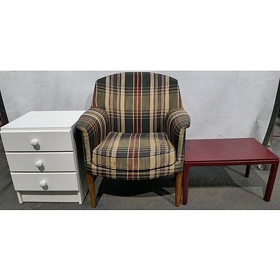 Armchair, Bedside and Occasional Table