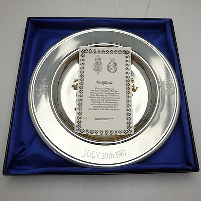 Royal Wedding July 29th 1981 Commemorative Pewter Plate