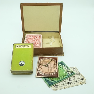 Two Sets of Vintage Boxed Playing Cards and a Set of Vintage Faux Ivory Dominoes