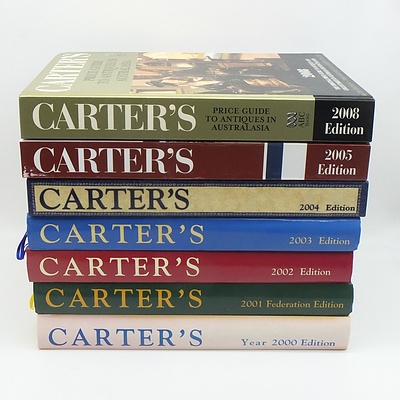 Group of Seven Carter's Price Guide to Antiques in Australia, Including 2000, 2005, 2008 and More