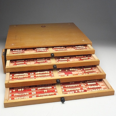 Large Collection of German Prosthetic Teeth in Wooden Drawers