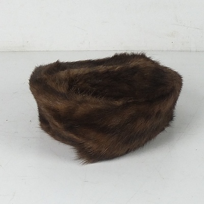 Two Vintage Fur Shawls and a Fur Hat