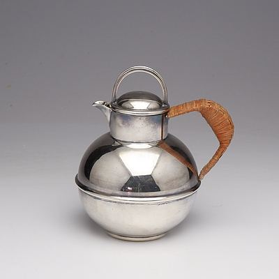 An English Silver Plated Wicker Handle Tea Pot