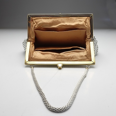 Vintage White Glomesh Clutch with Gold Detail