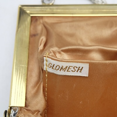 Vintage White Glomesh Clutch with Gold Detail