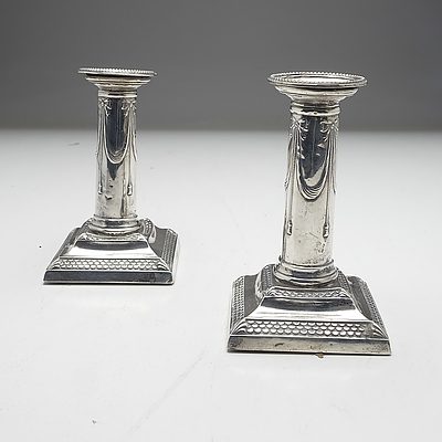Pair of Sterling Silver Candle Sticks, London, TR, 1898