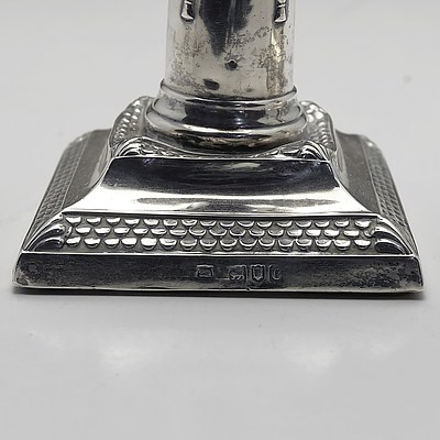 Pair of Sterling Silver Candle Sticks, London, TR, 1898