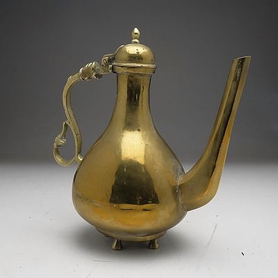 Antique Mughal Indian Cast Brass Coffee Pot