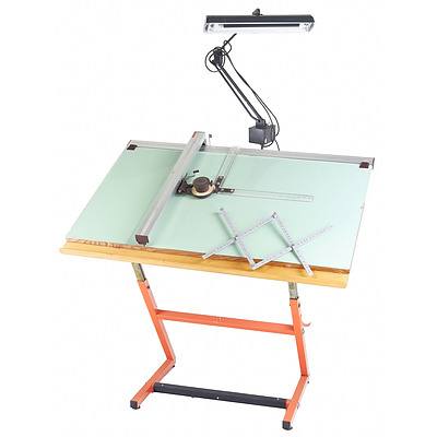 Modernist Drafting Table with Integral Planet Lamp