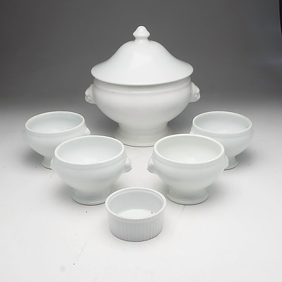 Group of Five White Porcelain Oven to Table Wares