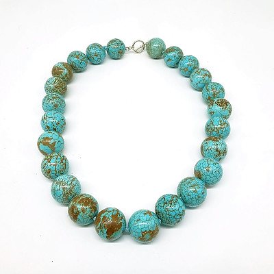 Turquoise Necklace 19.5mm Round Green Blue Beads