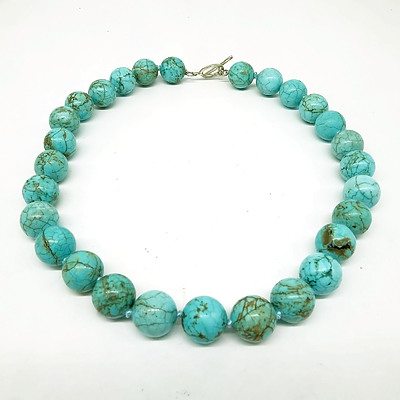 Turquoise Necklace 14mm Round Green Blue Beads