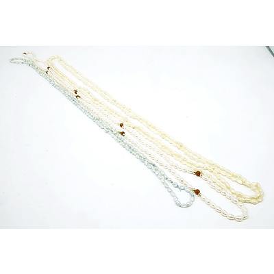 Four Strands of Freshwater Peanut Shaped Pearls