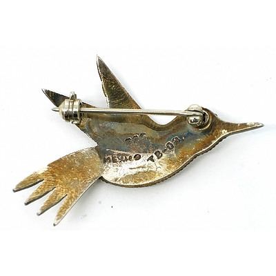 Mexican Sterling Silver Brooch of a Hummingbird