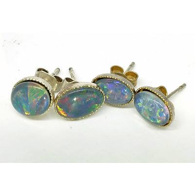 Two Pairs of Opal Triplet Earrings