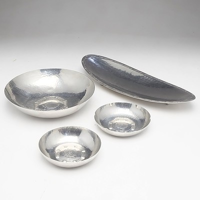 Four Arts & Crafts Hand Wrought Stainless Steel Dishes by Keswick School of Industrial Art KSIA Borrowdale UK