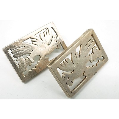 Pair of Mexican Sterling Silver Bird Earrings