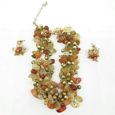 Agate Necklace and Earrings