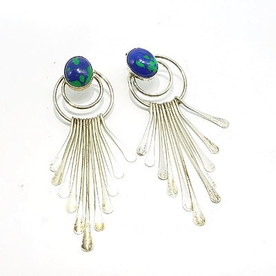 Silver and Imitation Gem Earrings