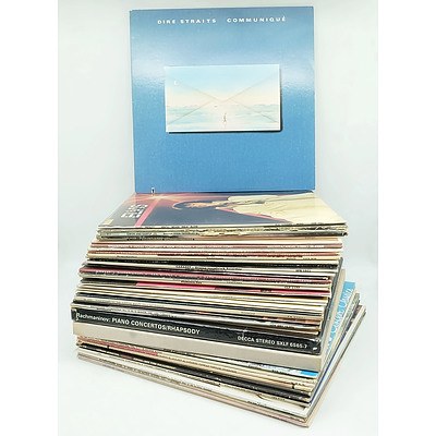 Group of Approximately 50 Records Including, Dire Straits, Elvis, Simon and Garfunkel, and More