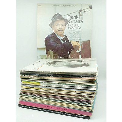 Group of Approximately 50 Records Including Johnny Cash, Barbra Streisand, Edith Piaf, Frank Sinatra, and More