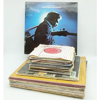 Group of Approximately 50 Records Including Johnny Cash, Barbra Streisand, Edith Piaf, Frank Sinatra, and More