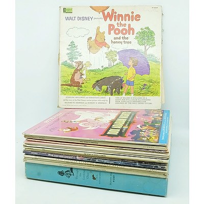 Group of Walt Disney and Other Records Including Pinocchio, Cinderella, Winnie The Pooh, and More