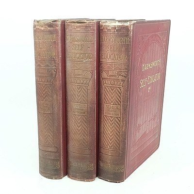 Seven Volumes of Harmsworth Self Educator and Ten Bound Volumes Masterpiece Library of Short Stories