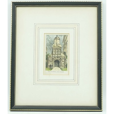 Three Antiquarian Engravings Including Caius College and the New Public Library