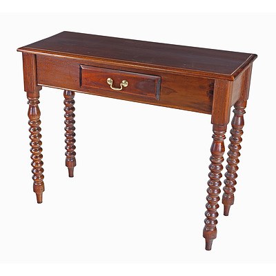 Reproduction Cedar Hall Table with Bobbin Turned Legs and Single Drawer
