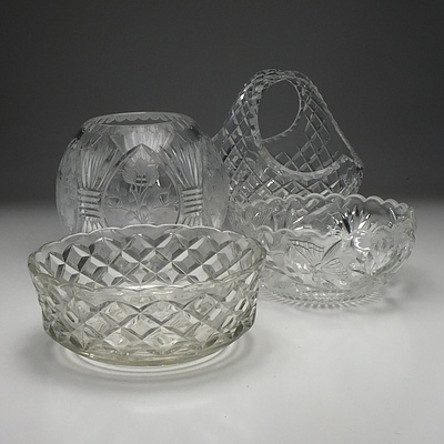 Large group of Moulded Glass and Cut Crystal, including a Stuart Comport and a Large Cut Crystal Vase