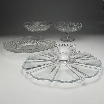 Large group of Moulded Glass and Cut Crystal, including a Stuart Comport and a Large Cut Crystal Vase