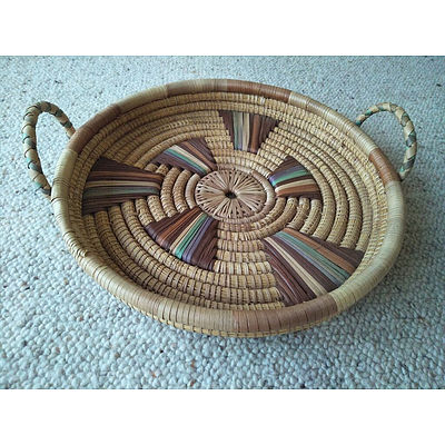 Hand Woven African Shallow Basket