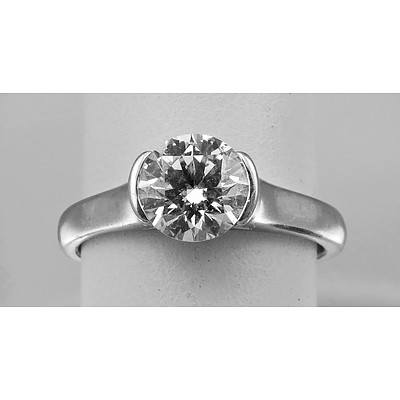 Tolkowsky Round Brilliant-cut Diamond Ring 1.03cts. Hearts & Arrows.