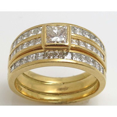 18ct Gold triple ring Set