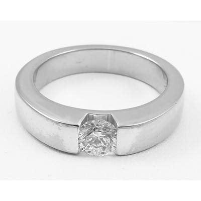 Half-carat Brilliant-cut Diamond Ring. 18ct White Gold