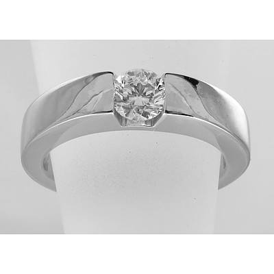 Half-carat Brilliant-cut Diamond Ring. 18ct White Gold