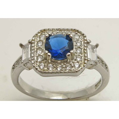 Sterling Silver Synthetic Sapphire Ring