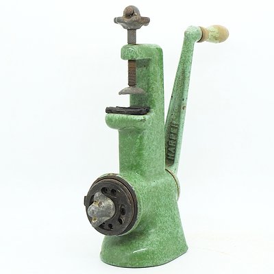 Vintage Green Enamelled Cast Iron Grinder by Harper