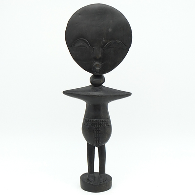 African Ashanti Doll, Carved Wood, Ghana Late 20th Century