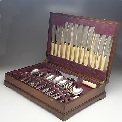 Vintage Forty Four Piece Dixon Silver Plated Flatware Set and Canteen