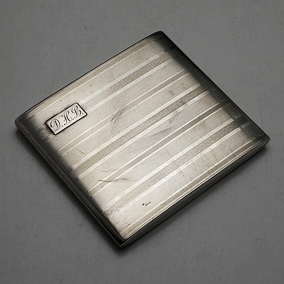 Engine Turned and Monogrammed Sterling Silver Cigarette Case Birmingham Adie Brothers 1922 142g