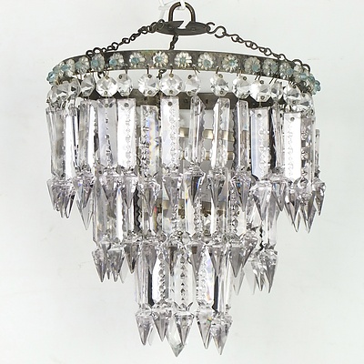 Three Vintage Prism Drop Chandeliers