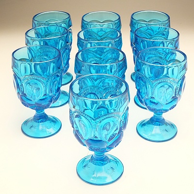 Ten Retro Cobalt Blue Moulded Glasses