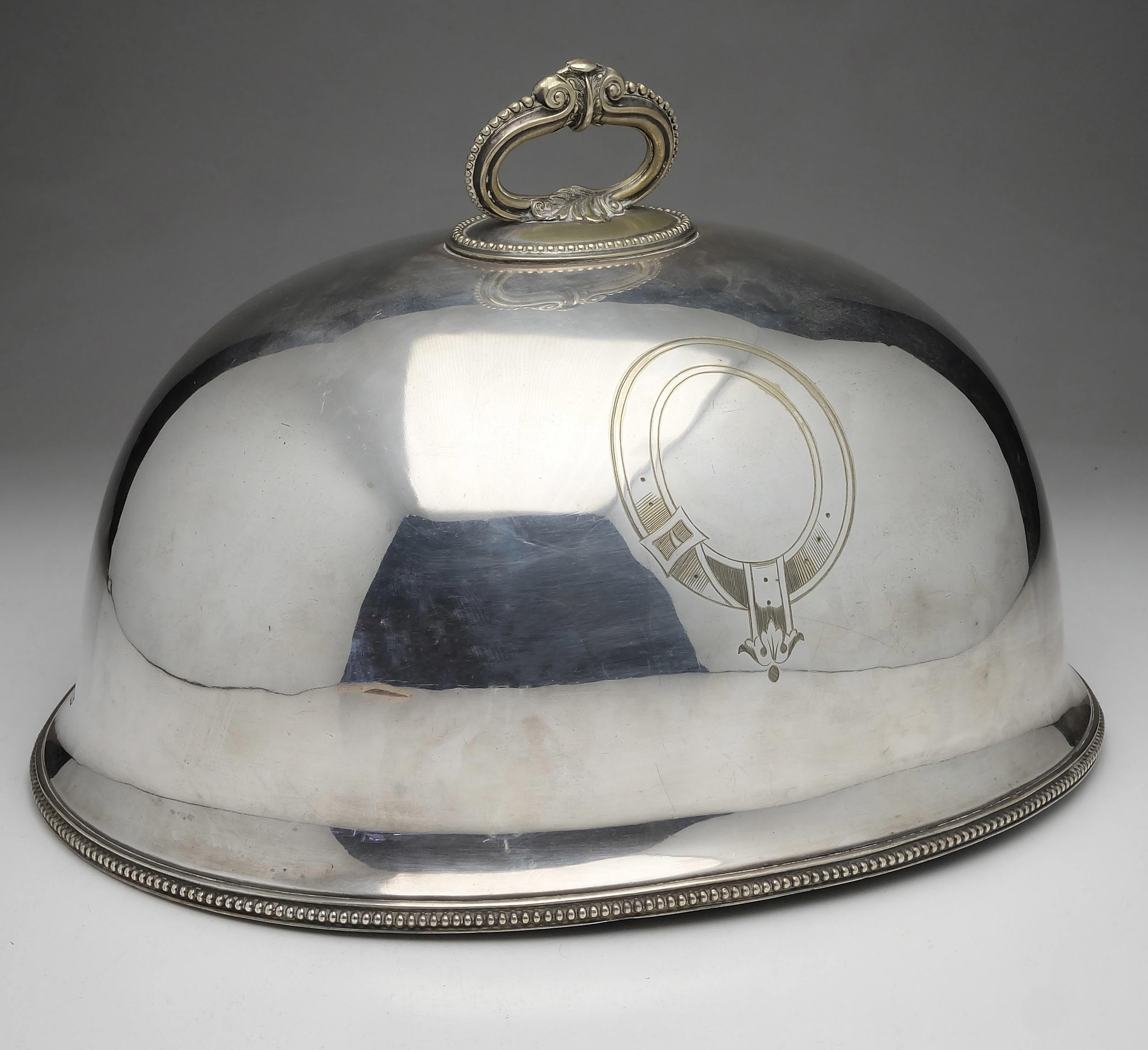 'Victorian Crested Silver Plated Food Dome Sheffield Boardman and Glossop'