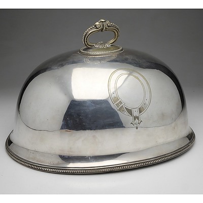 Victorian Crested Silver Plated Food Dome Sheffield Boardman and Glossop
