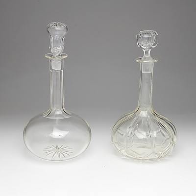 Two Vintage Mouldered Glass Decanters
