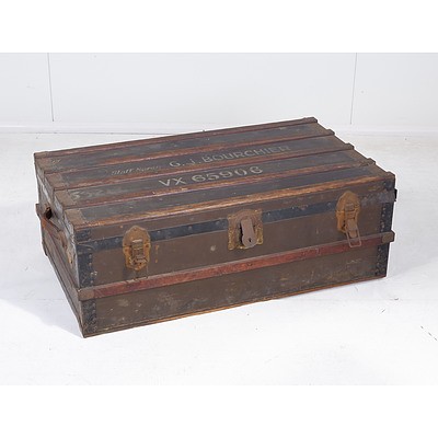 World War Two Military Metal Bound Trunk