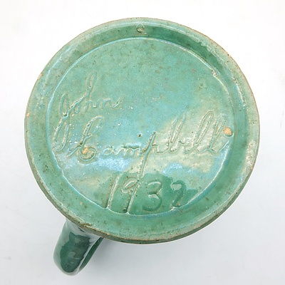 Signed John Campbell Green Ceramic Tankard 1932
